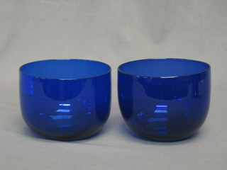 A pair of 19th Century Bristol blue glass finger bowls 5"