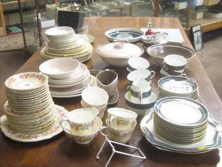 A part Poole Pottery brown glazed dinner service, a part Paragon tea service, a part Tuscan tea service and other decorative items etc 