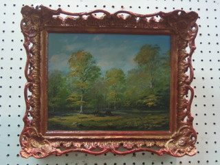 George Horne, oil on board "Ponies in the Forest Hampshire" 7 1/2" x 9 1/2"