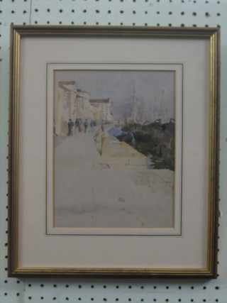 Edward Millington Synge watercolour drawing "Venice Quai Sindecea" labelled to the reverse 9" x 7"