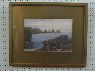 H K Tatton "Sea Scape, Study of a Rocky Bay" 10" x 14"