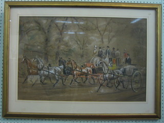 William S Sturgess, a pastel drawing "Mail Coach with Horses" 18" x 27" signed