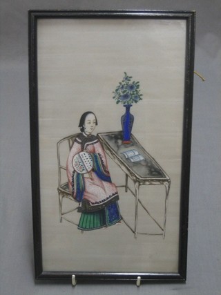 6 various Eastern watercolour drawings on rice paper "Seated Figures" 12" x 7"