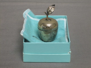 A modern Tiffany Sterling trinket box in the form of an apple, base marked Tiffany & Co Sterling, 2",