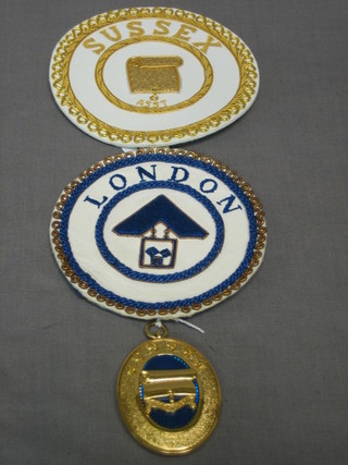A gilt metal Provincial Grand Officer's collar jewel and 2 open badge centres