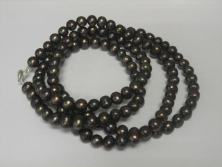 A string of black freshwater pearls