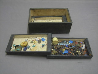 A  collection of various beads, buttons etc
