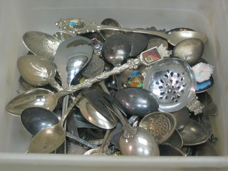 A collection of silver plated souvenir teaspoons