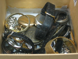 A silver plated pocket watch, 1 other and a collection of various wristwatches