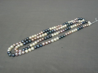 A rope of multi-coloured fresh water pearls