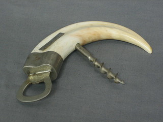 An ivory tusk handled corkscrew