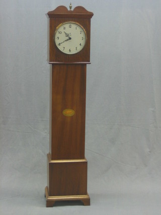 A George VI GPO electric wall clock converted for use as a Granddaughter clock, with 8" dial having a crowned Royal Cypher, contained in an inlaid mahogany case 52"
