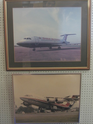 3 1970's colour photographs of Dan Air aeroplanes and 1 other photograph of a commercial aircraft