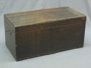 A 19th Century camphor trunk with hinged lid and brass drop handles 32"