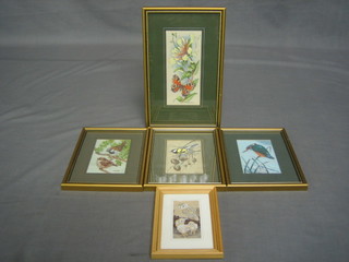 4 various silk embroidered panels