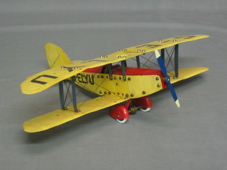 A Meccano model bi-plane marked G-ELYU, 18"