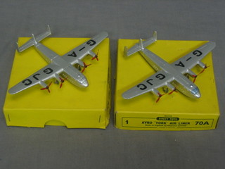 2 Dinky models of an Avro York A70, boxed