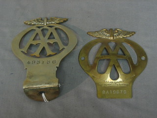 An early brass AA badge no. 493136 and 1 other 8A19676