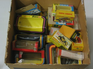 A box of various Dinky and other empty cardboard boxes