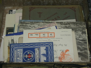A collection of various ephemera etc, including postcards of Ypres