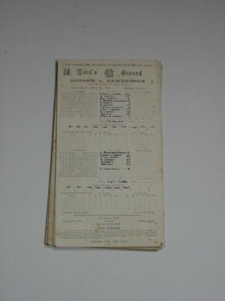 6 Lords cricket ground score cards - Clifton v Tonbridge 1937 x 2, 1938 x 2, 1939 and 1941