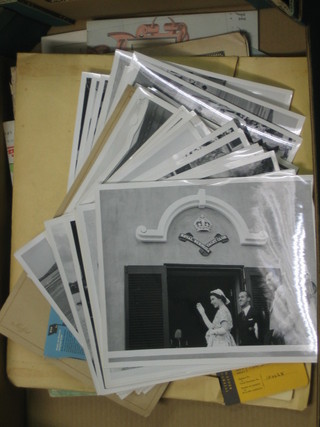 A collection of black and white photographs and other ephemera relating to the state visit of the Queen and Churchill to Bermuda with other ephemera