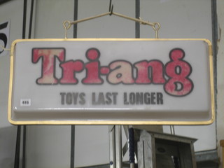 A plastic hanging double sided sign - Triang Toys Last Longer