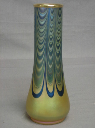 An Okra brown opaque Art Glass club shaped vase 8 1/2"