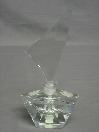A Republic of German clear glass scent bottle with stopper 9"