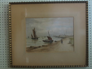 A Victorian watercolour drawing "Coastal Scene, Yarmouth" 10" x 14"