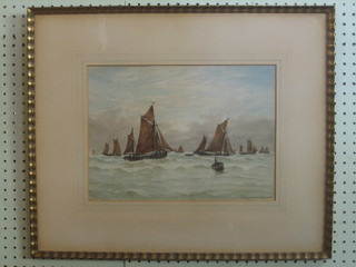 Watercolour drawing "Fishing Fleet in the North Sea" 10" x 13"