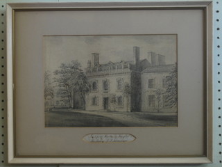 Pencil drawing "Larkfield Hall Nea Liverpool, The Seat of F J Swanson" indistinctly signed 8" x 11"