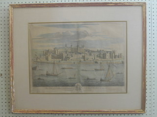An 18th Century print after L Knyff Delin "The Tower of London Commander in Chief" by the Rt. Hon. Robert L d Lucas no.5 14" x 20", crease to middle and slight tear top left hand corner