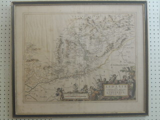 18th Century coloured map - Lidalia 15" x 19"