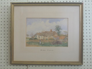 W Anderson, watercolour drawing "Country Cottage with Standing Figures" 7" x 10"