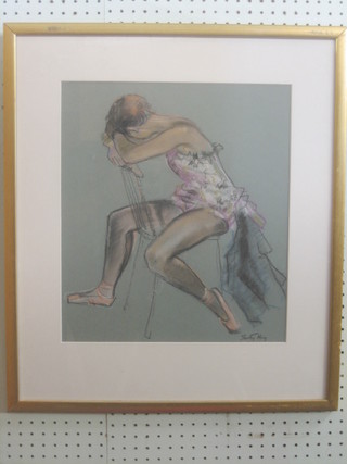 Dorothy King, gouache drawing "Seated Ballerina" 16" x 14"