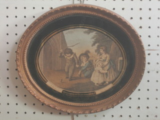 A Bartolozzi style print "Children Playing" 5" oval