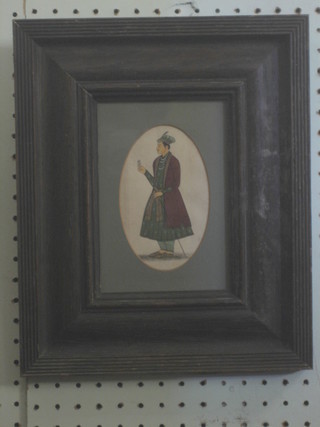 A 19th Century watercolour "Standing Eastern Nobleman" 5" oval