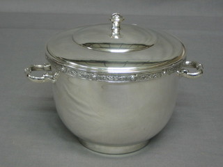 A circular silver plated twin handled ice pail  by Garrads 9"