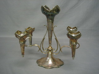 A handsome Art Nouveau 5 branch silver plated epergne 14"