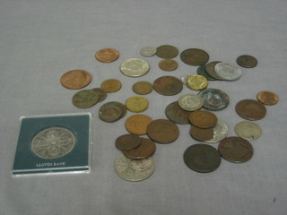 A Victorian 1890 silver half crown and a small quantity of various coins