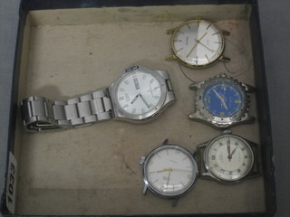 A Cinty wristwatch in a chrome case, a Mira wristwatch, A Sekonda wristwatch and 2 others