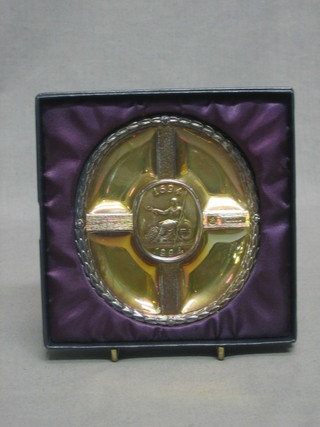 A silver ashtray to commemorate the 300th Anniversary of The Founding of The Bank of England, boxed