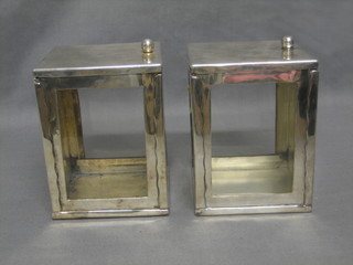 2 silver plated square tea caddies marked Harrods