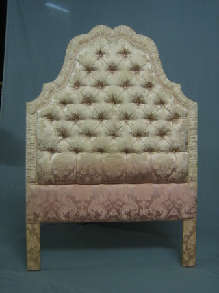A pair of headboards upholstered in pink buttoned material 36"