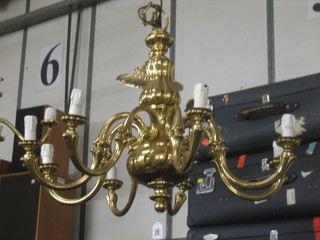 A Dutch style gilt metal 8 light electrolier