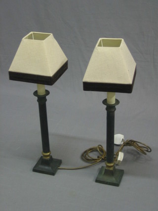 A pair of verdigris metal table lamps 18"