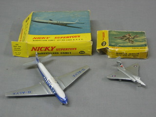 A Nicky Super Toy De Havilland Comet air craft No 999, boxed together with a ditto Gloucester Javelin No. 735