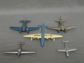 A Dinky Empire Flying Boat together with 4 other model aircraft