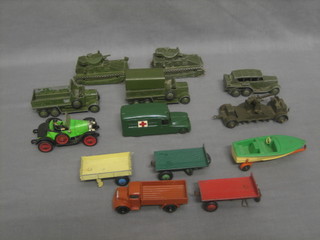 2 Dinky model tanks no. 151A? and a collection of other Dinky toys